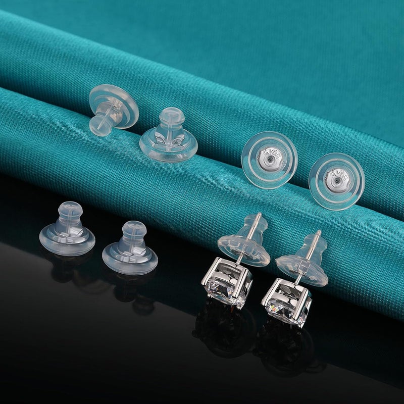 Catinee 3 Pairs Locking Earring Backs Replacements for Diamond Studs,925 Sterling Silver Hypoallergenic Secure Earring Backs (Silver) - Image 2